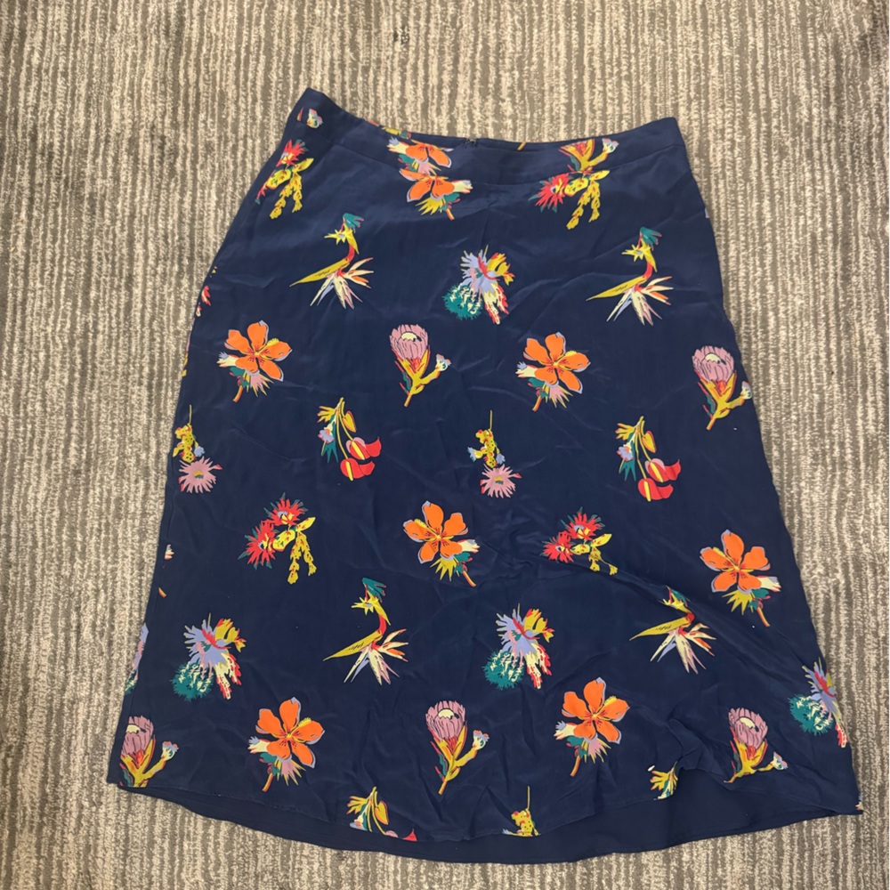 Madewell Navy Floral Skirt
